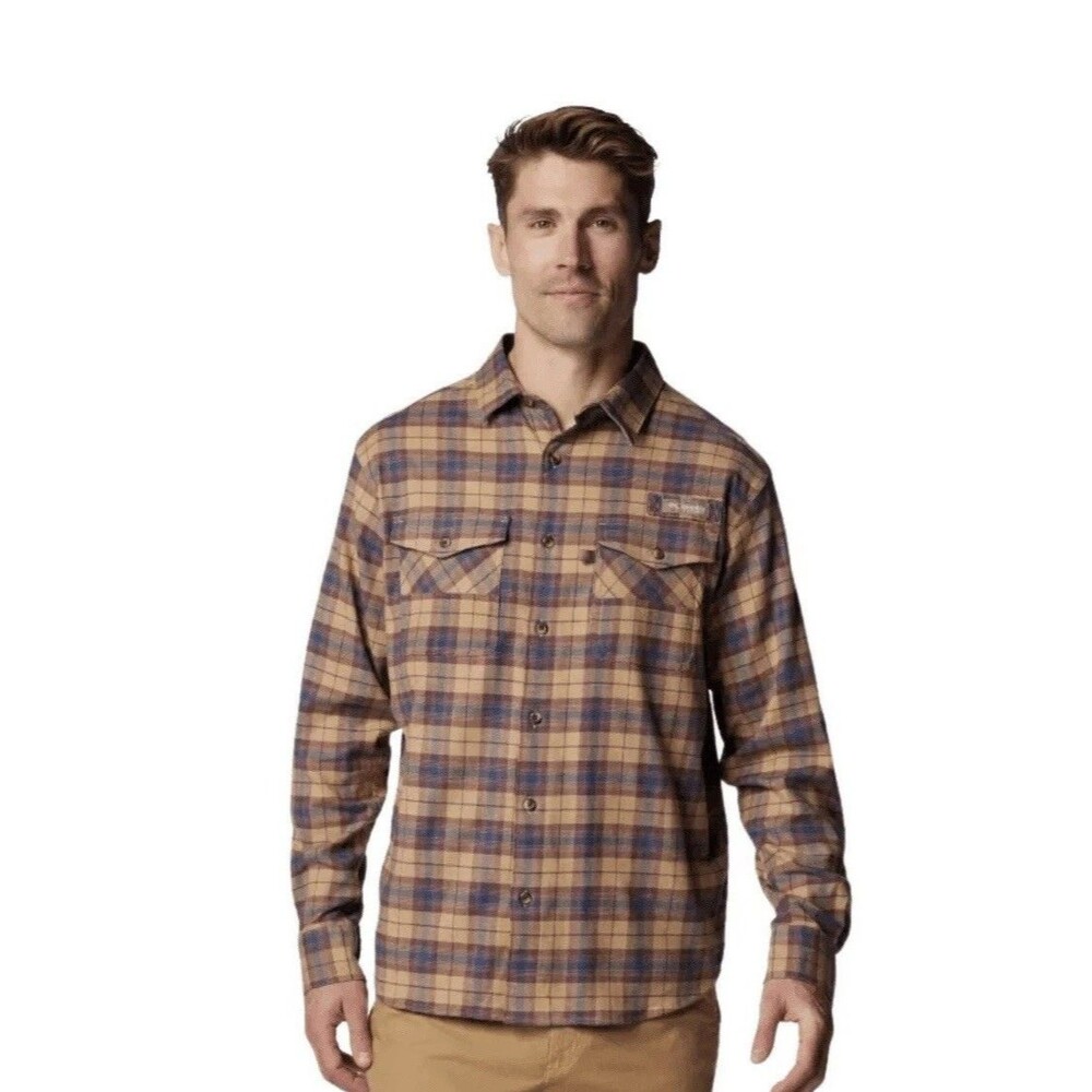 Columbia PHG Roughtail Stretch Flannel Shirt Mens L Plaid Hunting Vented 2012821